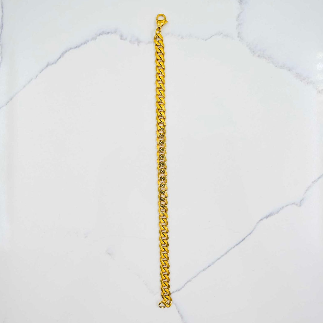 Miami Cuban Anklet - Gold on White Marble