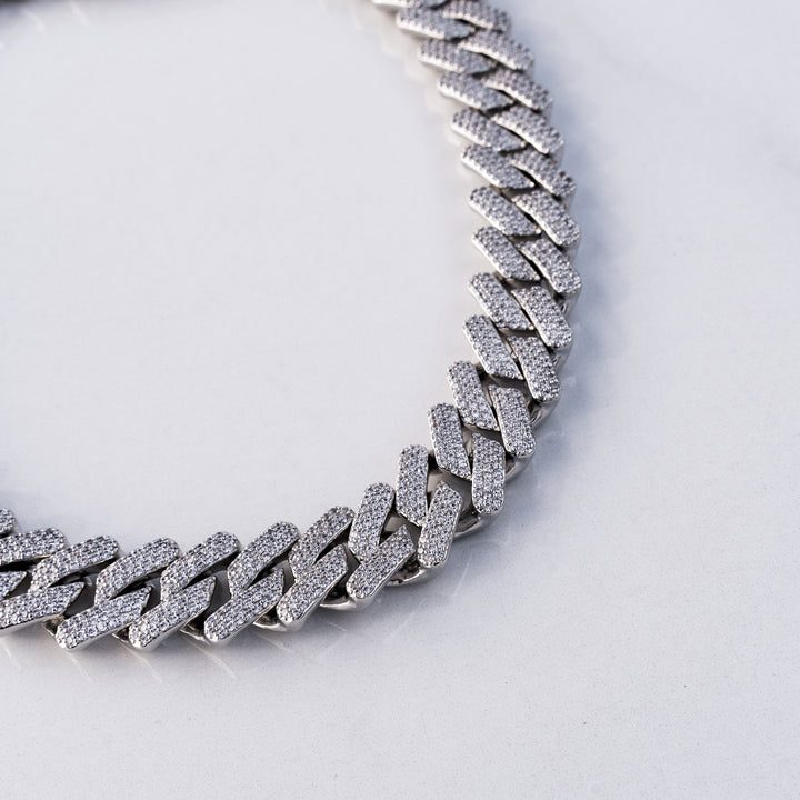 Iced Prong Link - White Gold (20mm)