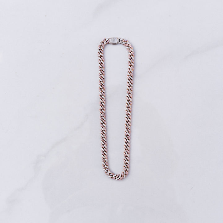 Iced Miami Cuban Link - Pink/White Gold (8mm)