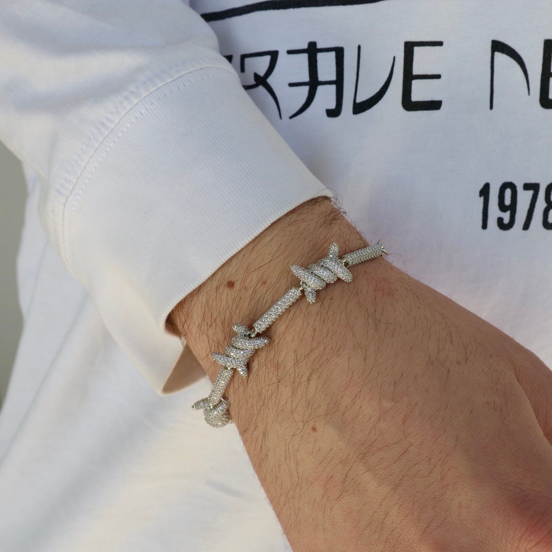 Barbed Wire Bracelet - White Gold