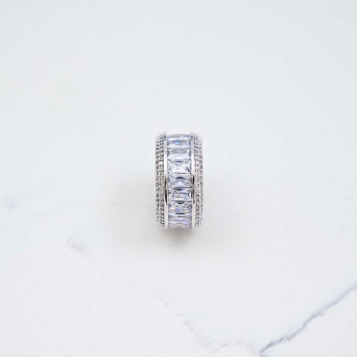 Close Up Baguette Band Ring - White Gold Side
