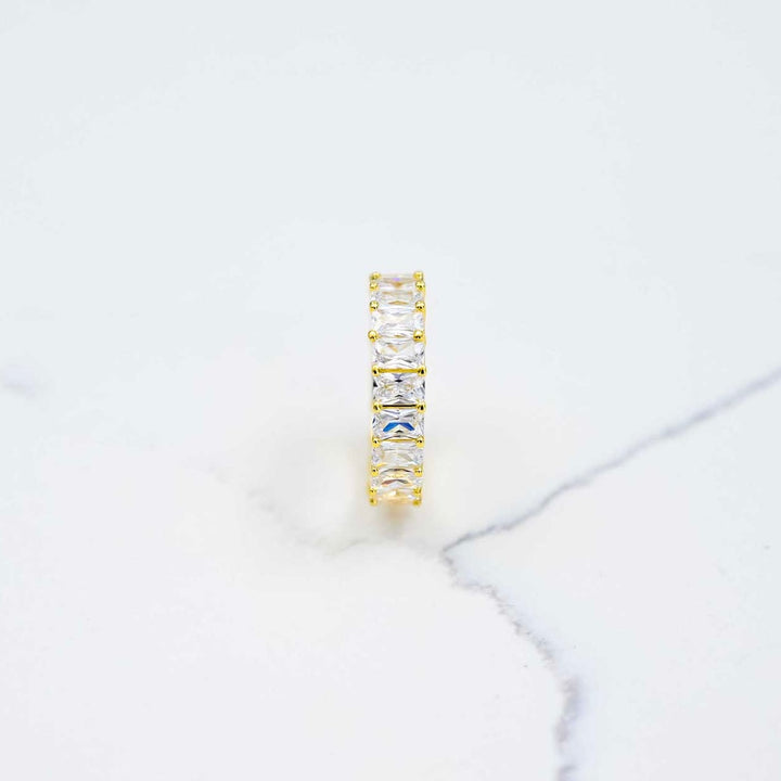 Baguette Ring - Yellow Gold on White Marble