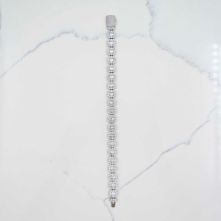 Clustered Tennis Bracelet - White Gold on White Marble