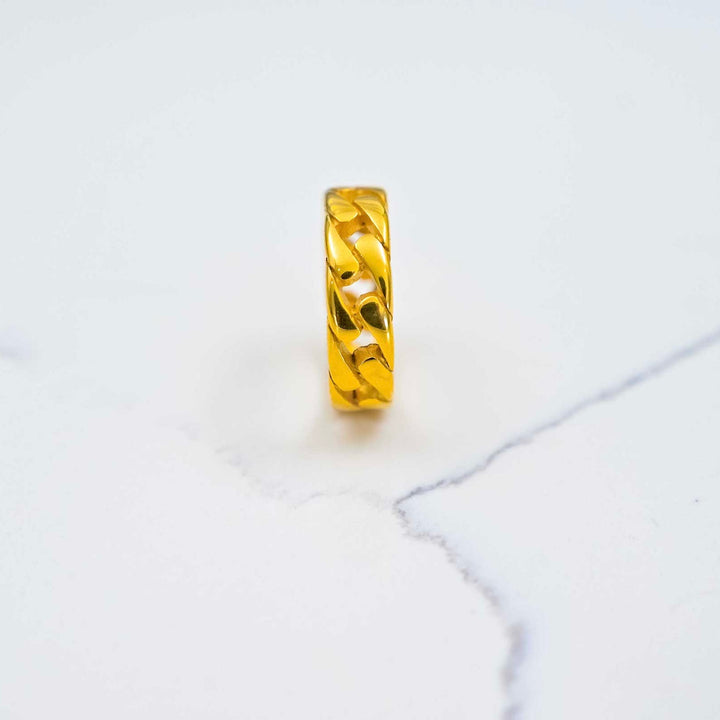 Curb Ring - Gold on White Marble