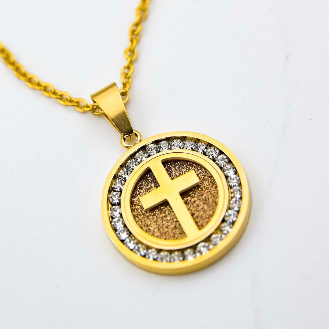 Holy One Pendant - Gold on White Marble