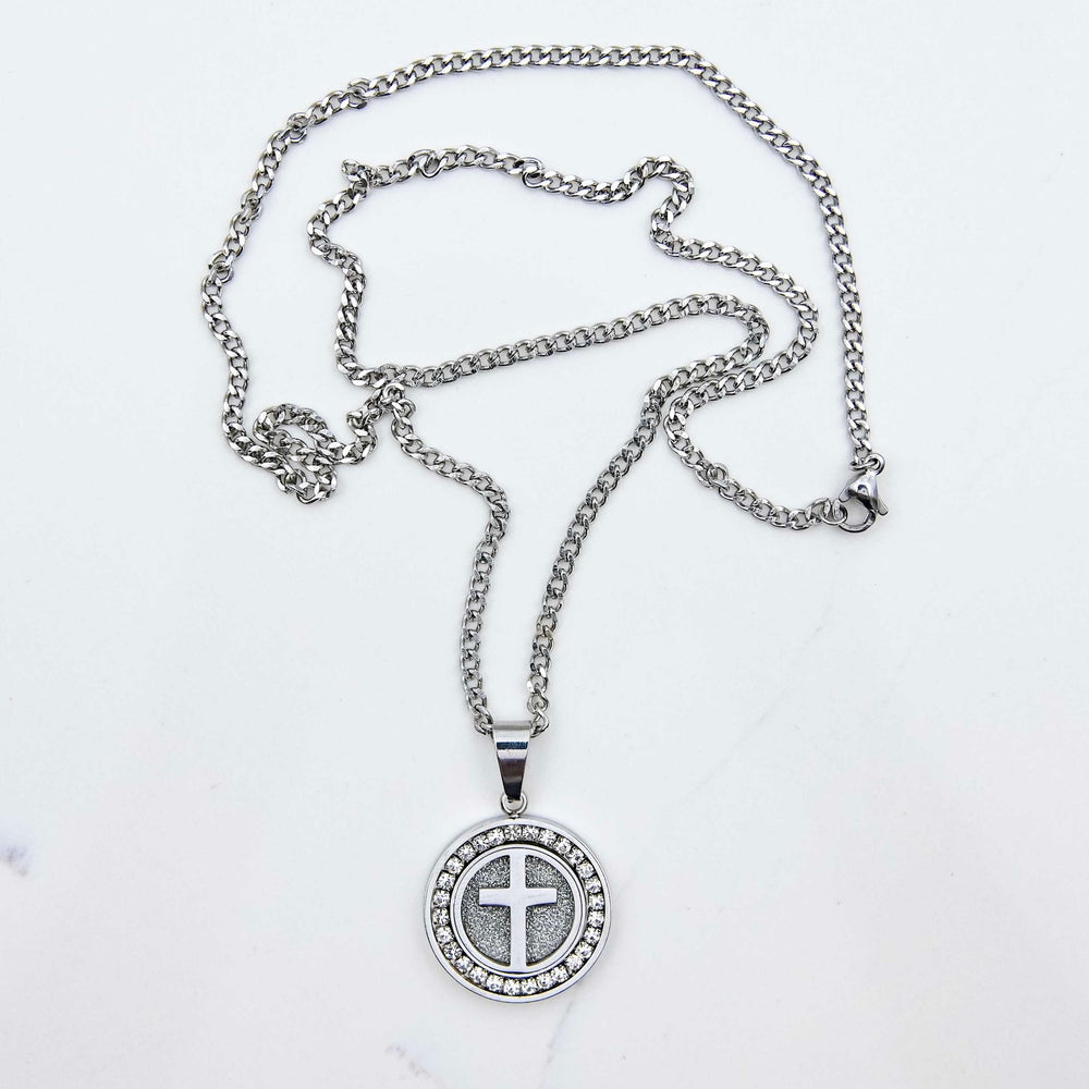 Holy One Pendant - Silver on White Marble
