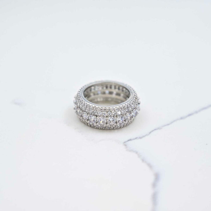 Iced Band Ring - White Gold on White Marble
