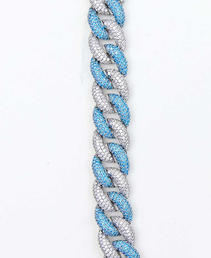 Iced Miami Cuban Link - Blue/White Gold on White Marble