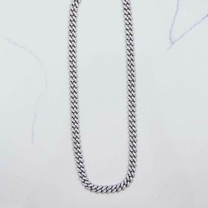 Iced Miami Cuban Link - White Gold (8mm) on White Marble