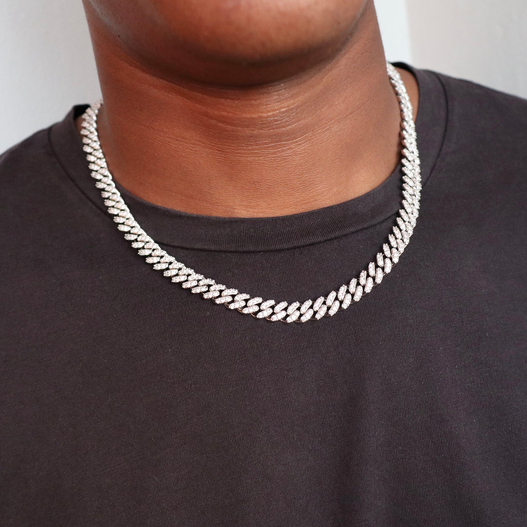 Model Wears The Iced Miami Cuban Link - White Gold (8mm) - 51cm