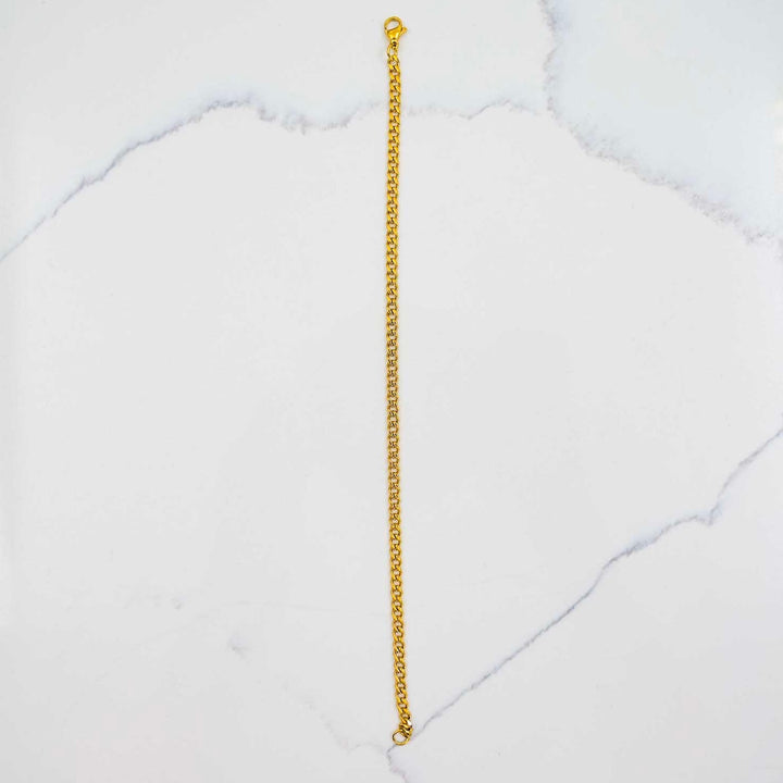 Miami Cuban Link Bracelet - Gold (3mm) on White Marble