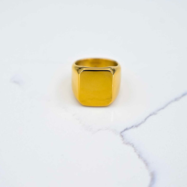 Signet Ring - Gold on White Marble