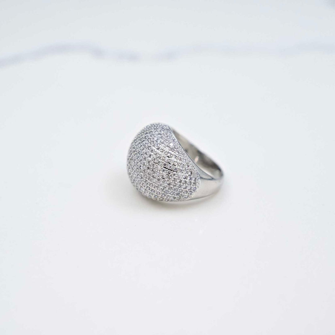 The Don Ring - White Gold on White Marble