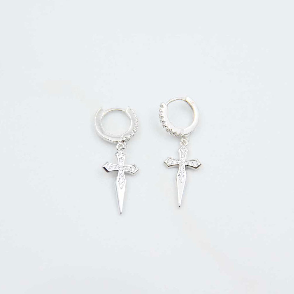 Hoop Cross Earrings (Pair)
